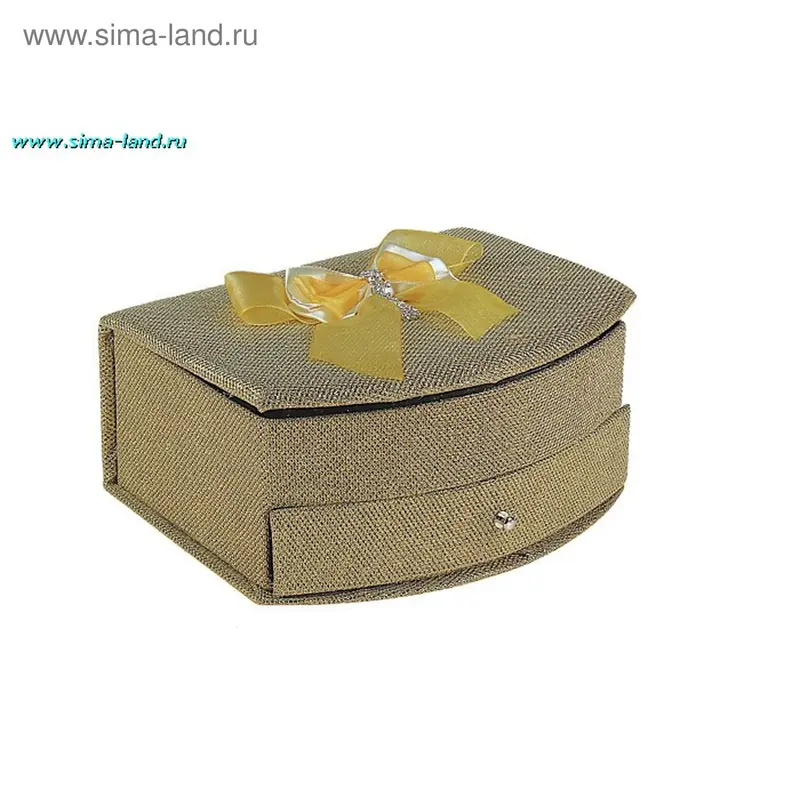 шкатулка ткань диско с ящиком золотистый беж 21*9*17 см