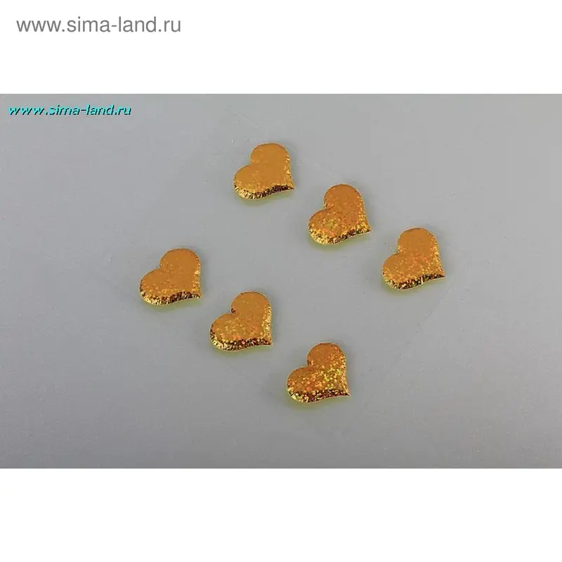 наклейка ткань голография сердце 3*2,5 см (набор 6 шт)