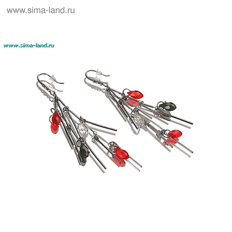 Серьги «Фееричность» цвет: черный, белый, красный