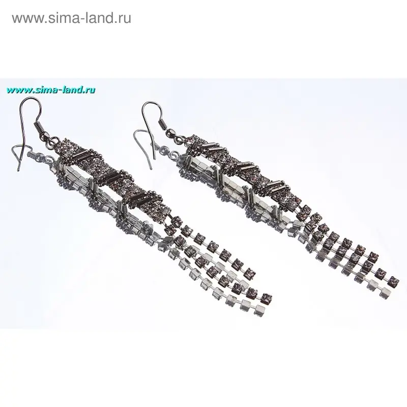 Серьги висячие со стразами «Блестящий дождь», плетение