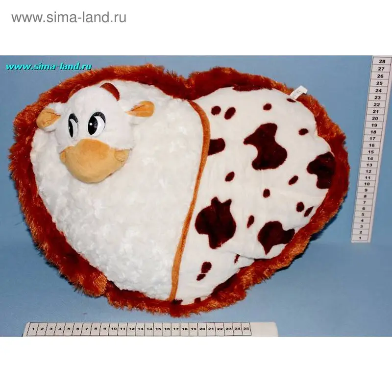 м подушка сердце корова 42*36 (бокс 70 шт)