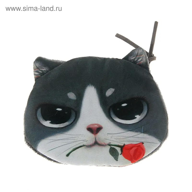 Мягкий кошелёк "Кот с розой"