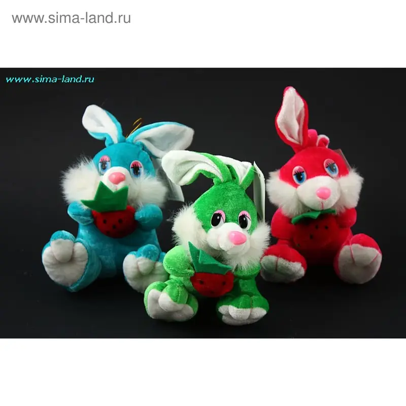 М заяц с клубникой велюр 17 см (бокс 240 шт.)