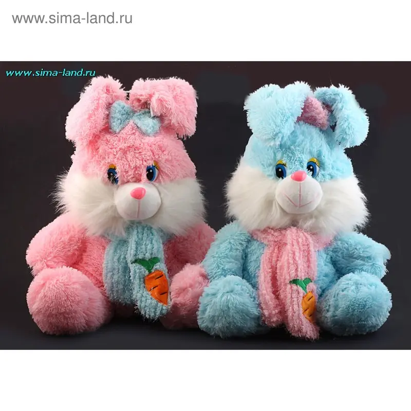 Мягкая игрушка "Зайка, на шарфе морковка"