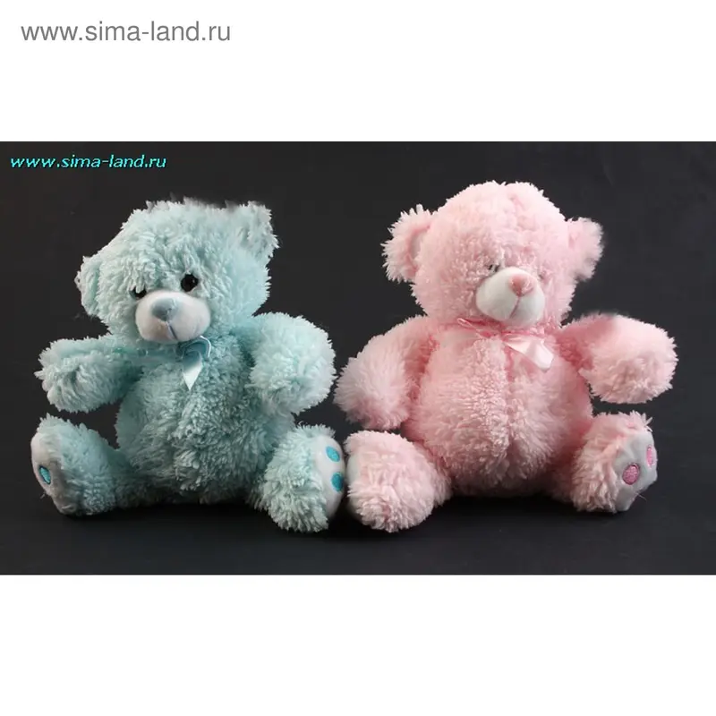 М мишка ткань букле с бантом 22 см