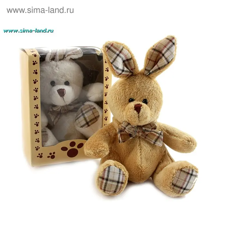 Мягкая игрушка "Заяц - бант в клетку", в коробочке