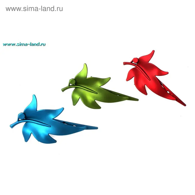 краб для волос матовый яркий боковой (набор 6 шт) лист 10 см