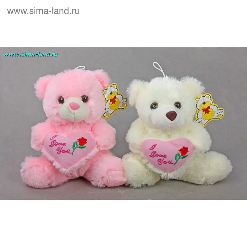 Мягкая игрушка "Мишка, на сердечке роза"