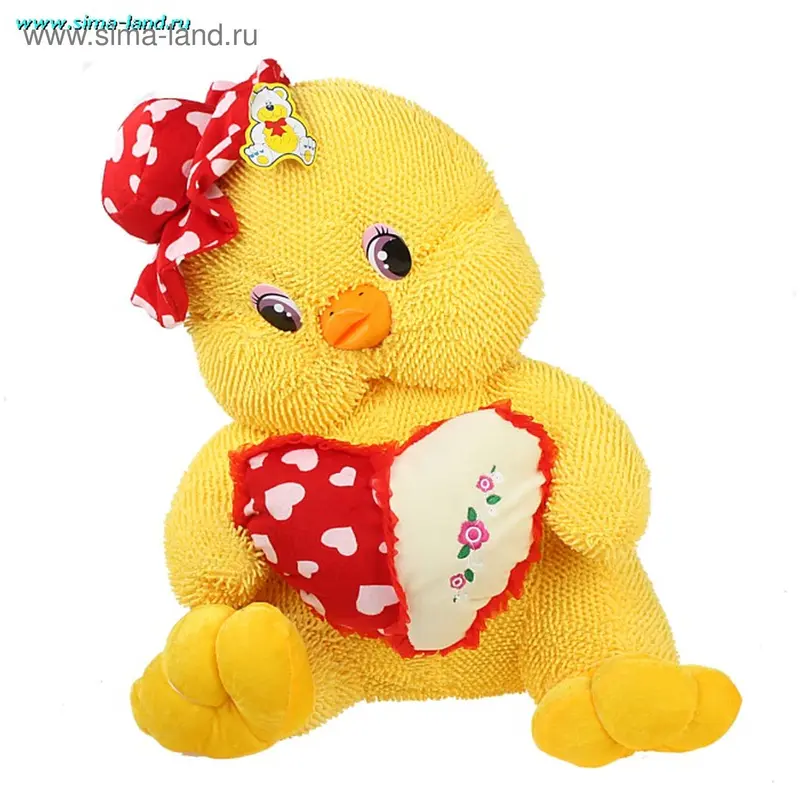 Мягкая игрушка "Уточка в шляпке, с сердцем", серия травка