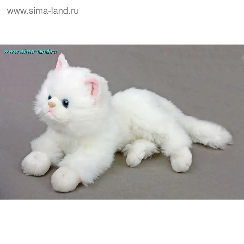 Мягкая игрушка "Кошка белая, лежит"