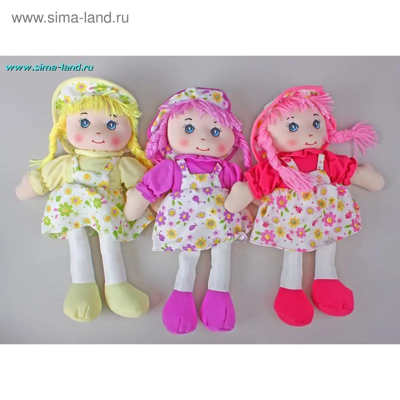 Мягкая игрушка "Кукла в сарафане в панамы" (3 цвета)
