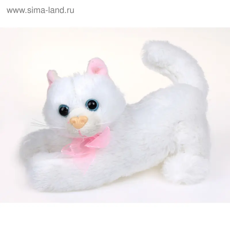 м кошка лежачая белая розовый бант 12*22*13