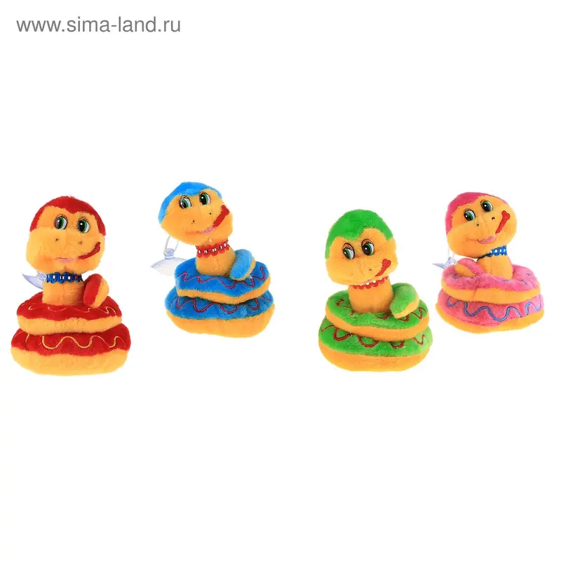 Мягкая змейка "Улыбка и сердечко", цвета микс