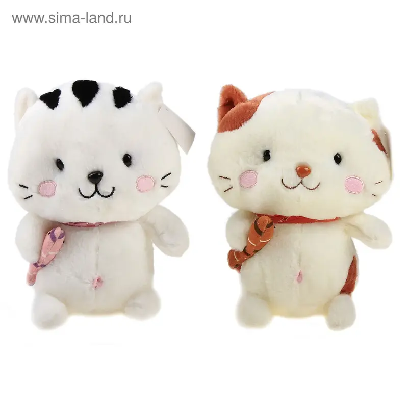 Мягкая игрушка "Кошка с рыбкой", большая голова