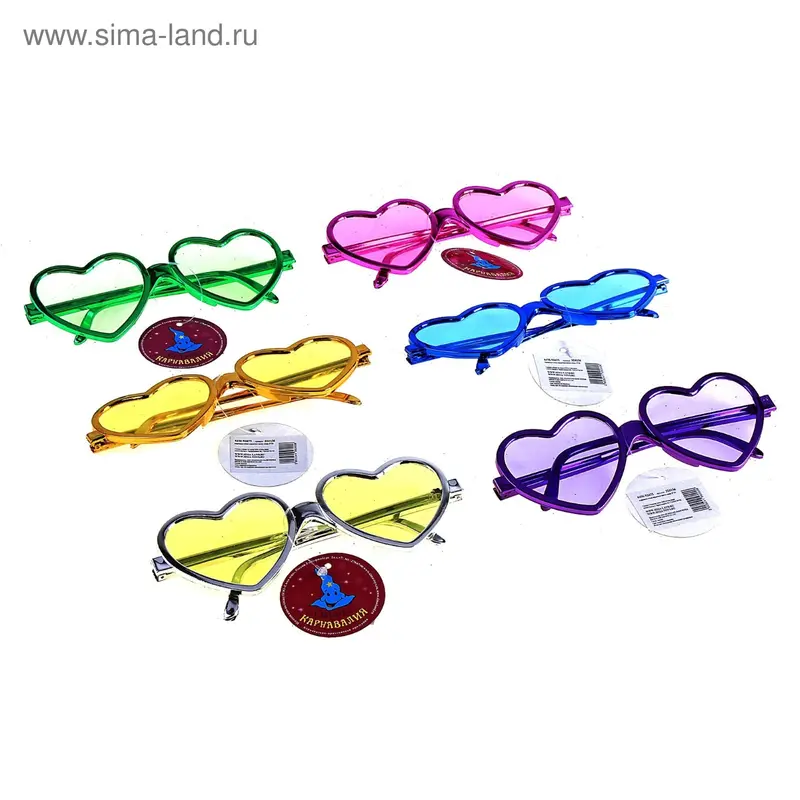 карнавал очки сердечки цвета микс 5*15
