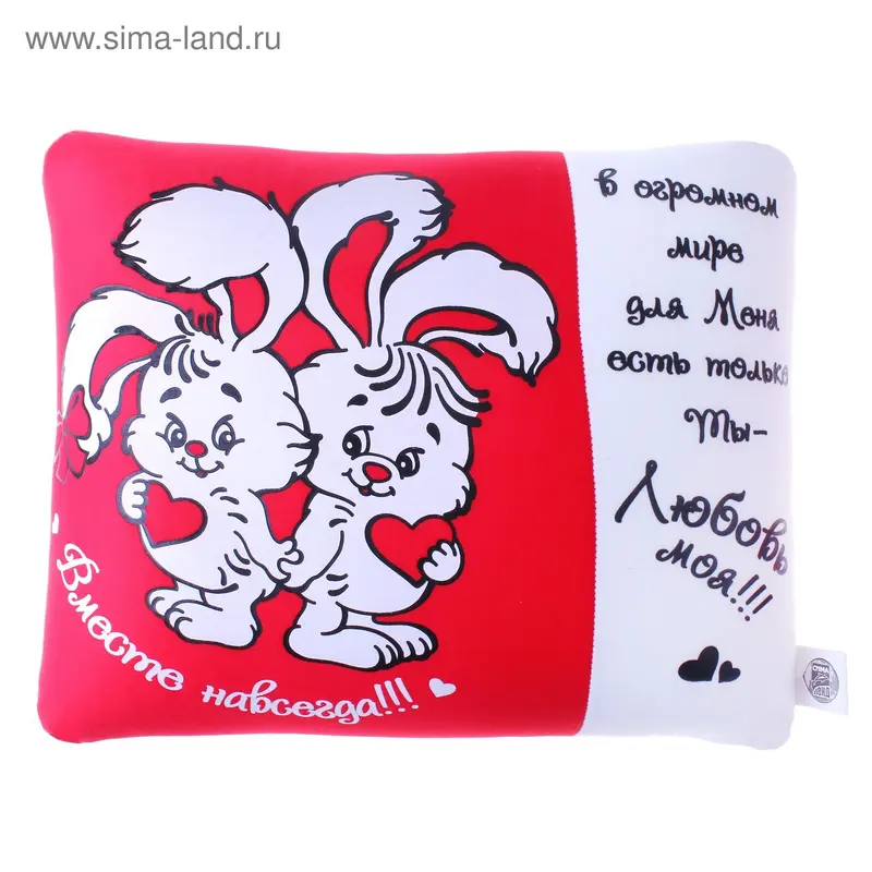 Мягкая игрушка Подушка гель "Вместе навсегда", рисунок 2 зайца