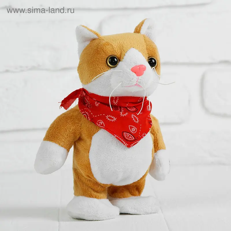 Мягкая игрушка интерактивная "Котик" в платочке, в коробке
