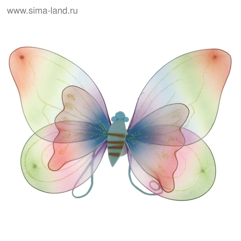 карнавал крылья бабочки радужные двойные 40*44