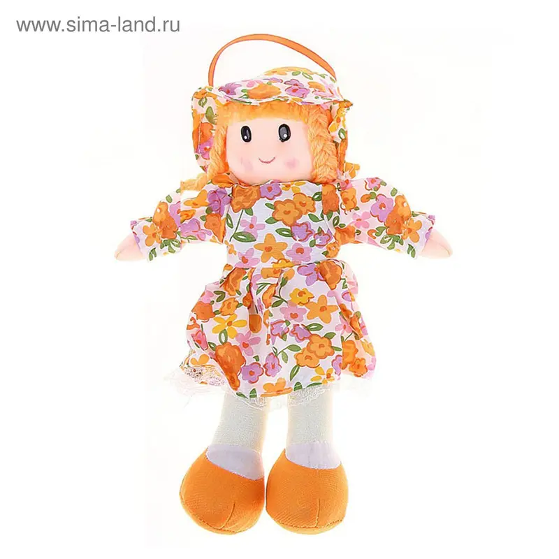 Мягка игрушка кукла в платье в шляпке, цвета МИКС