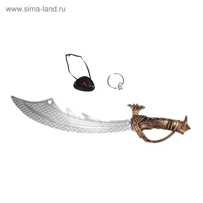 Набор "Пират" 3 предмета: клипса, наглазник, кинжал