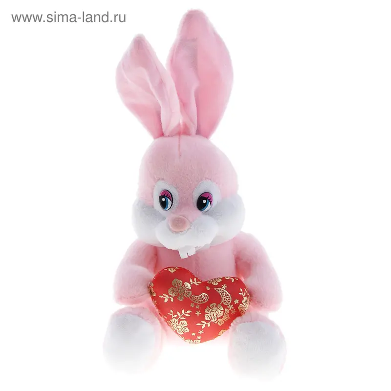 Мягкая игрушка "Зайка - длинные ушки", с сердцем", 18 см