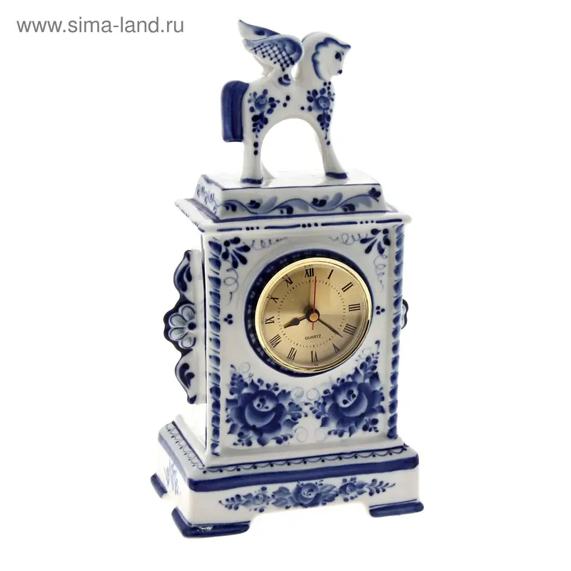 Часы Конь пегас гжель