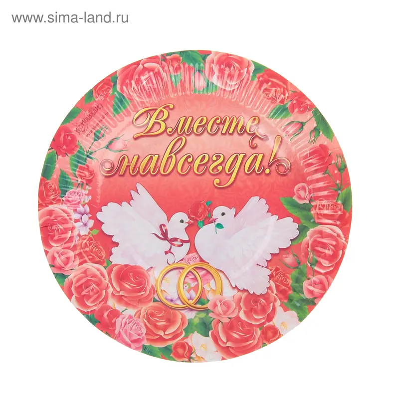 Набор бумажных тарелок "Вместе навсегда!" (6 шт.), 18 см