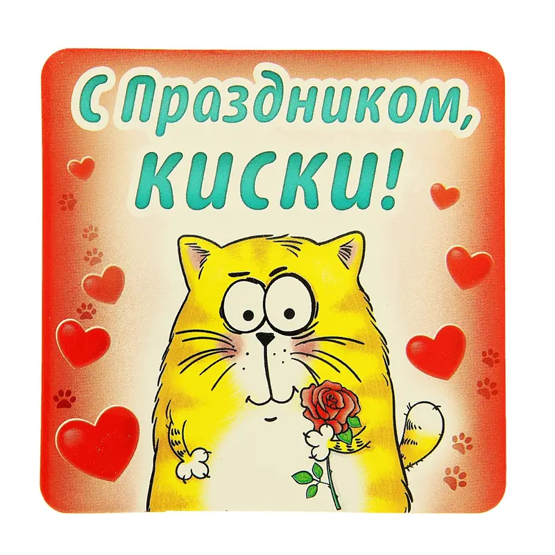 Магнит в подарочной упаковке "С праздником, киски!"