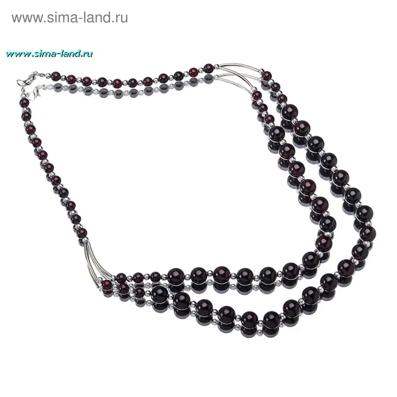 Бусы 2 яруса, шар с металлом «Гранат», 60см