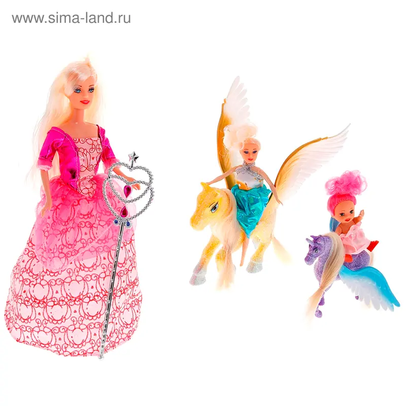 Набор игровой "Милашки": 3 куклы, 2 лошадки, аксессуары