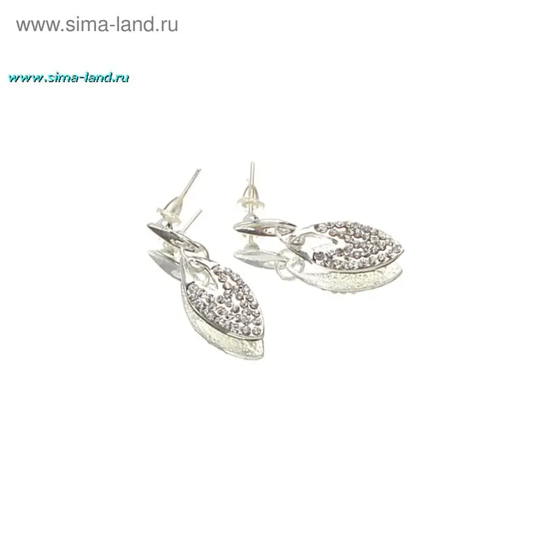 Серьги молодежные «Капля в стразах»