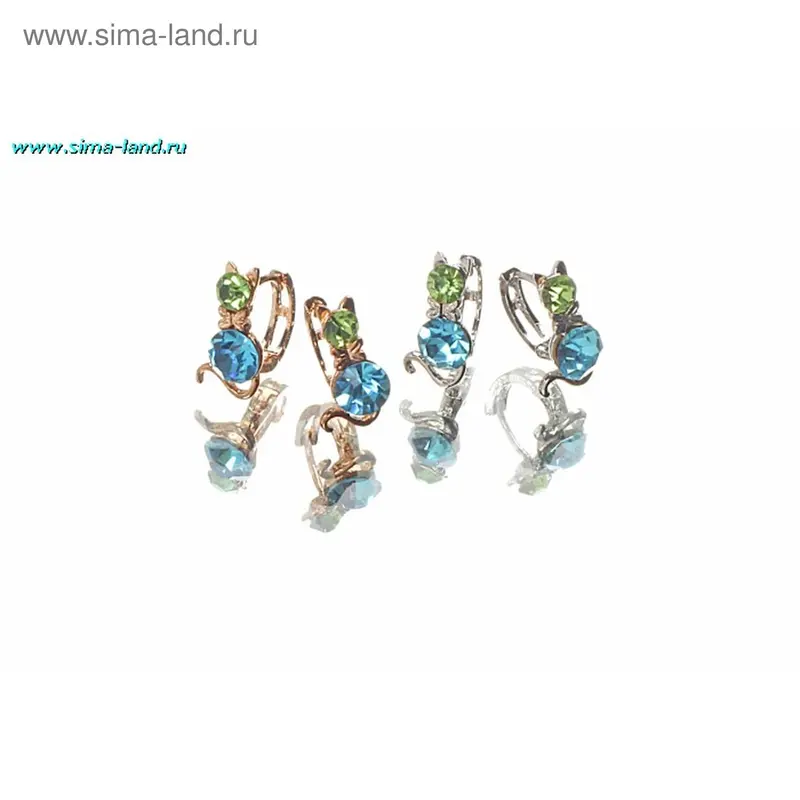 Серьги молодежные со стразами «Котик животик»