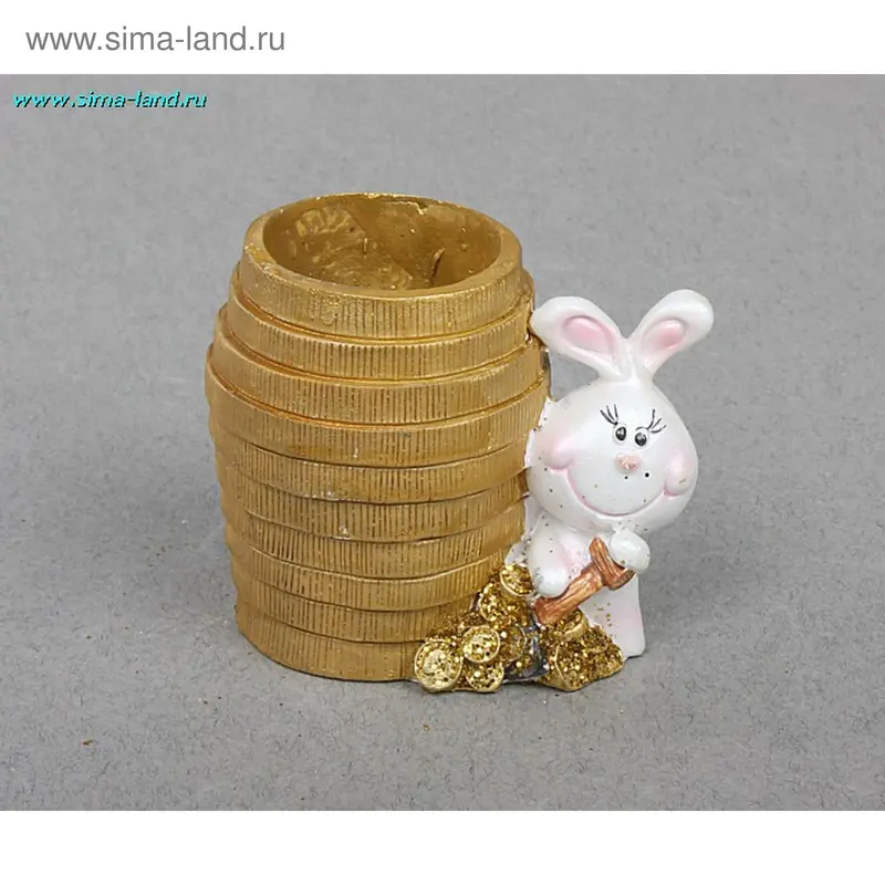 полистоун карандашница зайчишка с монетками 6,5*6 см
