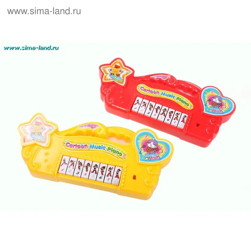 Музыкальная игрушка пианино со звездой и сердцем, в пакете