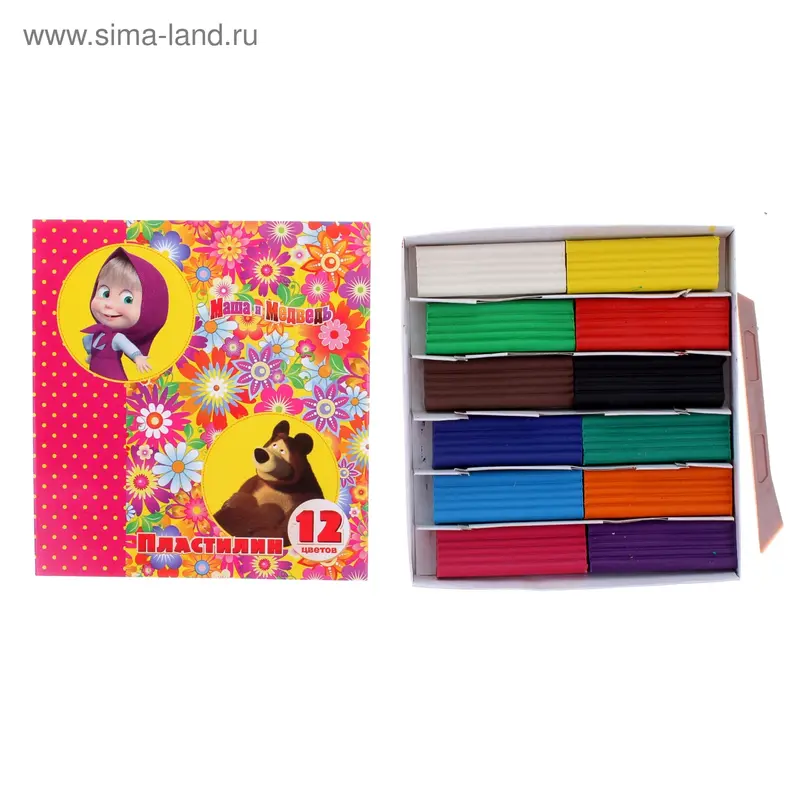 Пластилин 12 цветов 240гр "Маша и Медведь"