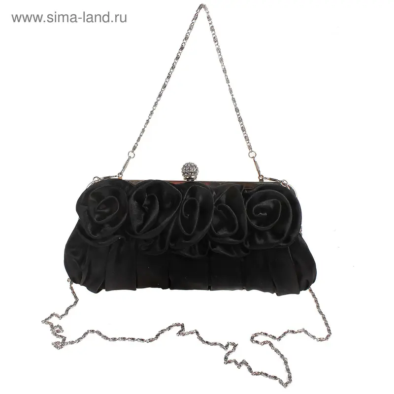 Клатч "Вальс роз", с 2 цепочками, черный