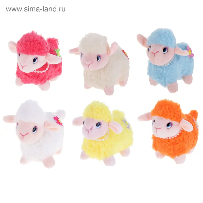 Мягкая игрушка "Овечка" с бусами, цвета МИКС
