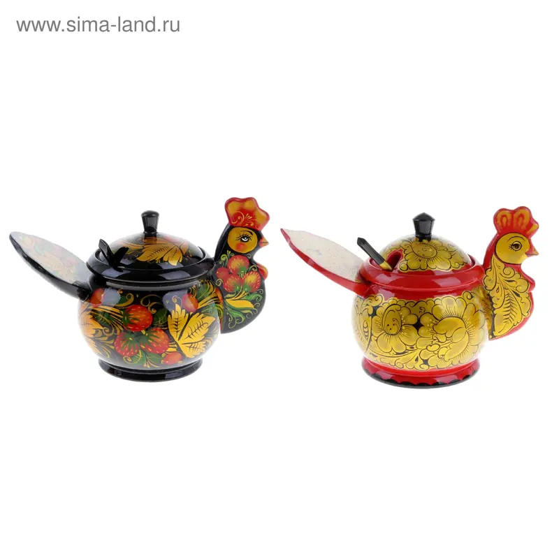 Ковш "Клуша", с ложкой, курская роспись, МИКС