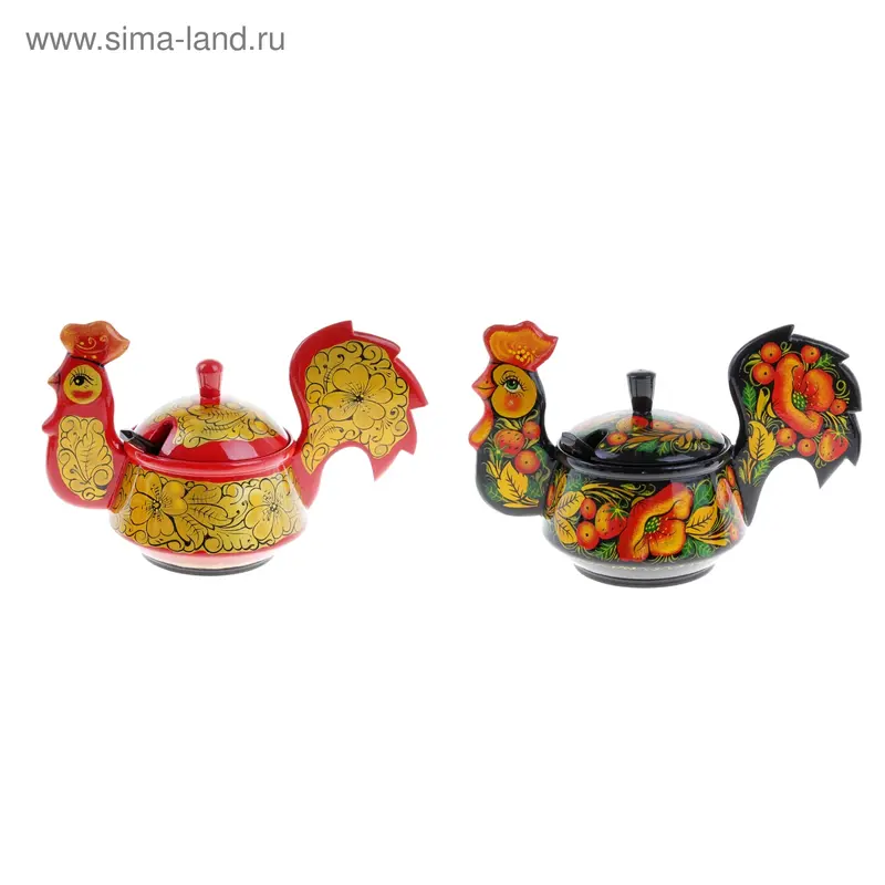 Ковш "Петух", с ложкой, курская роспись, МИКС