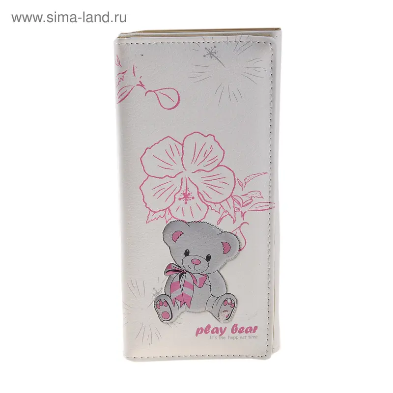 Кошелёк молодёжный "Мишка", 2 отдела и отдел для визиток
