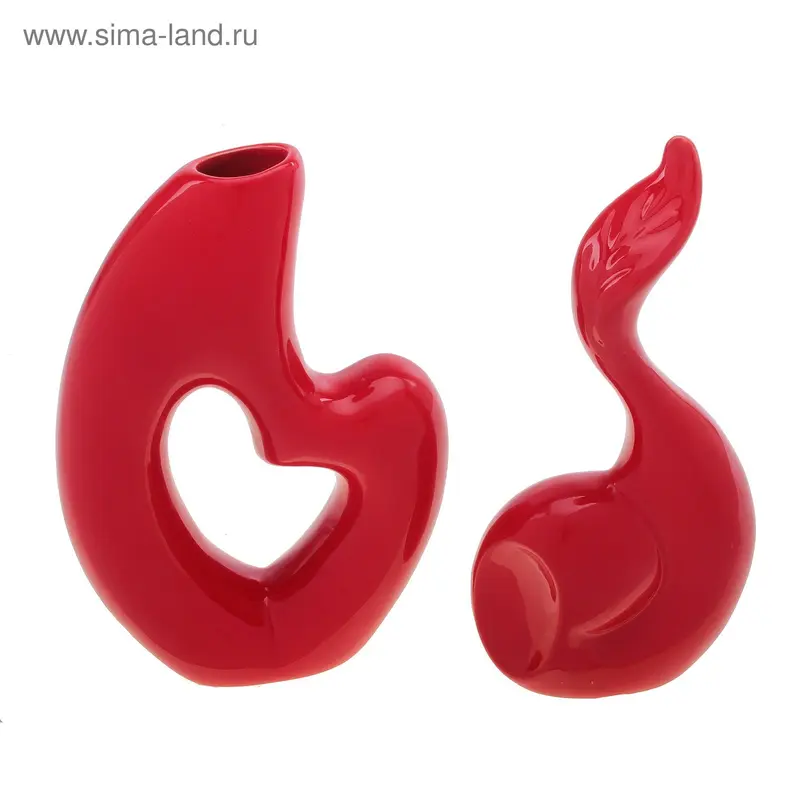 ваза керамика абстракция (два предмета) красн 30*23 см