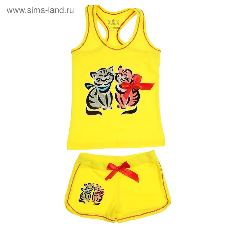 Пижама "Панда"/"Кошки", рост 128, цвета МИКС