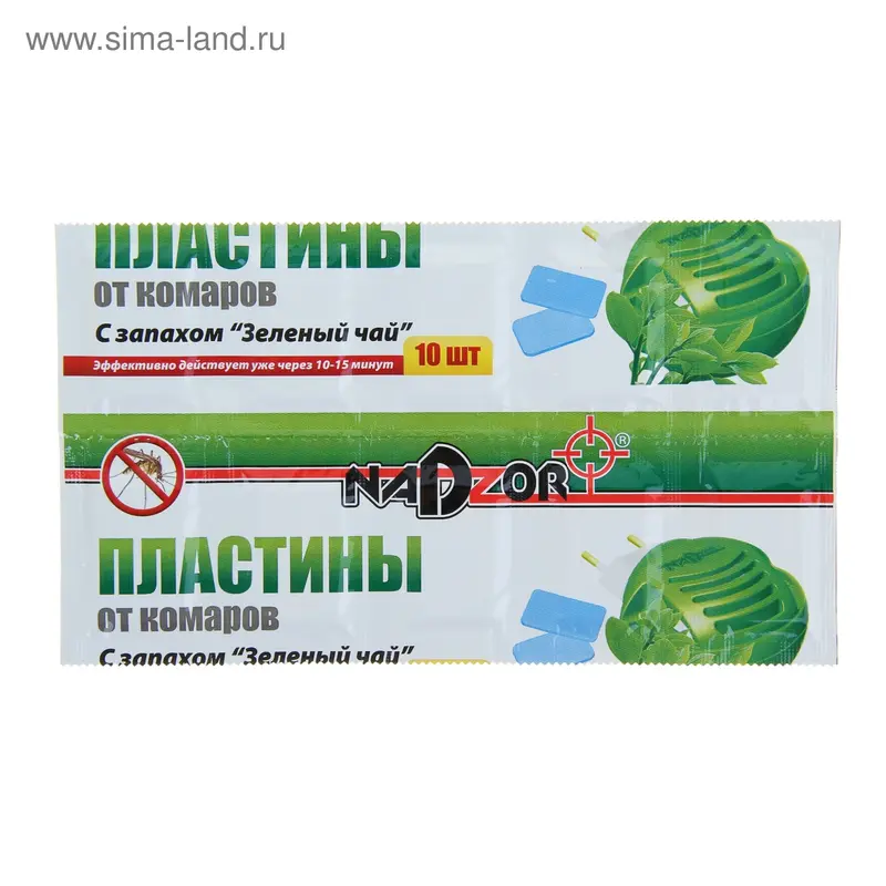 Пластины от комаров NADZOR с запахом зеленый чай по 10шт