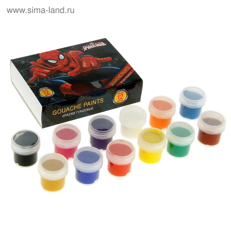 Гуашь 12 цветов 120мл Spiderman