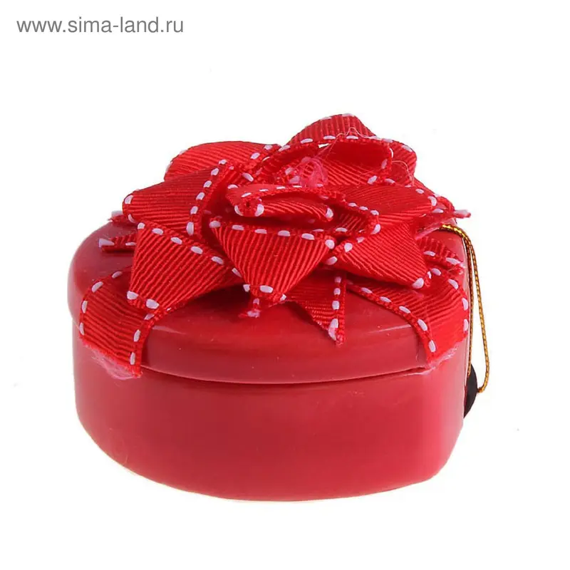 Шкатулка керамика "Красный бант на красном" 5х6,5х7 см