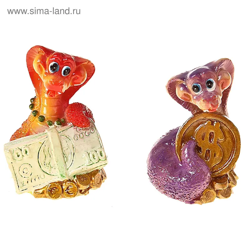 полистоун змейка с денежками лак 4*3*3 см
