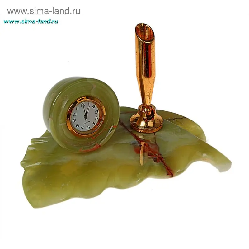 набор письменный лист с часами 5*2" 12,5*7*5 см