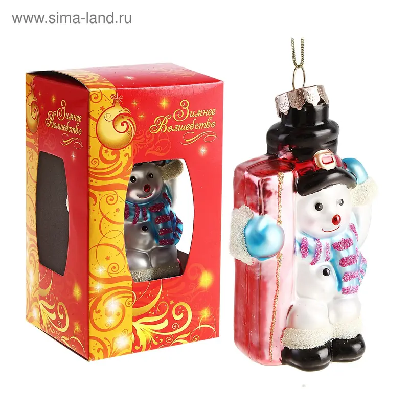 фигурка стекло снеговик 9*4 см