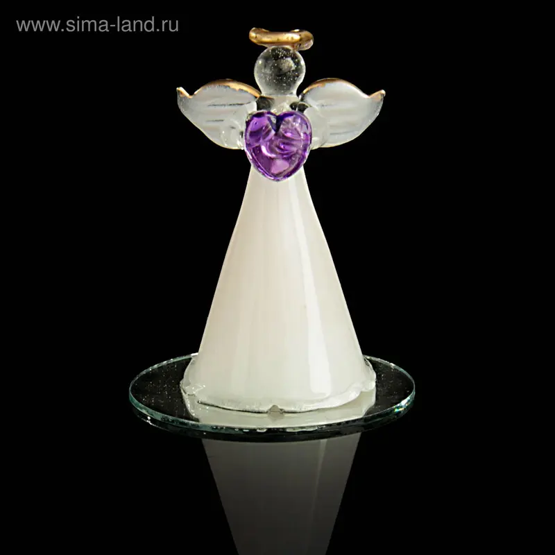 Сувенир стекло "Ангел в белом с сердечком" 7,5 см