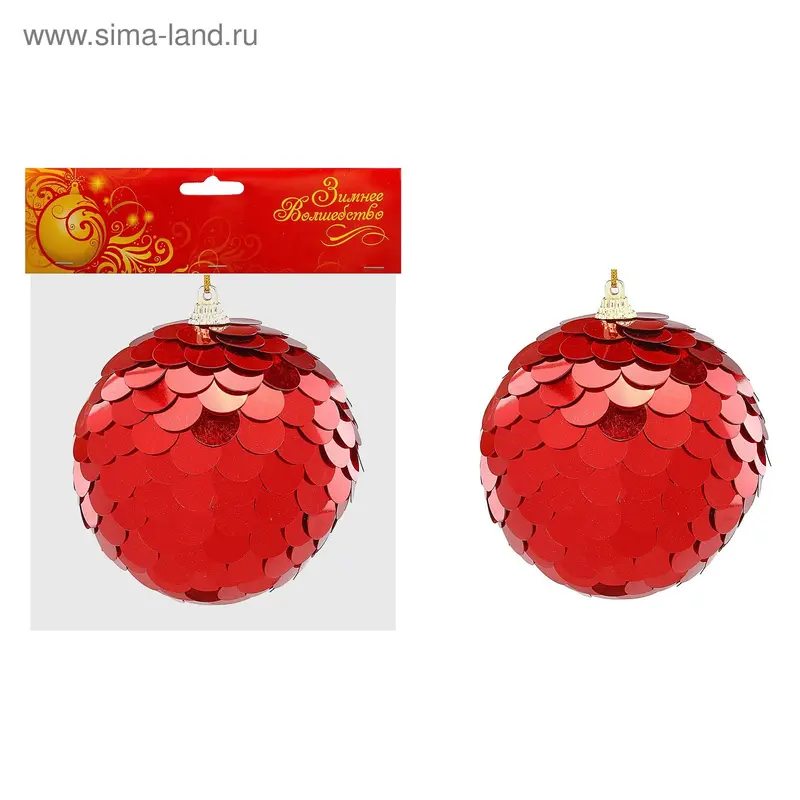 Шар пластик d-10 см "Чешуйка" красный
